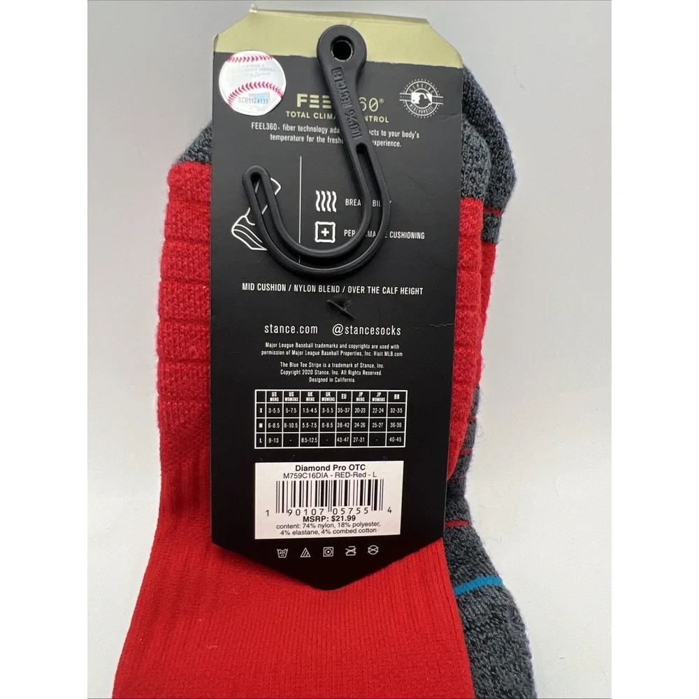 Stance MLB Diamond Pro Solid Color OTC Socks (Red) Size Large RED